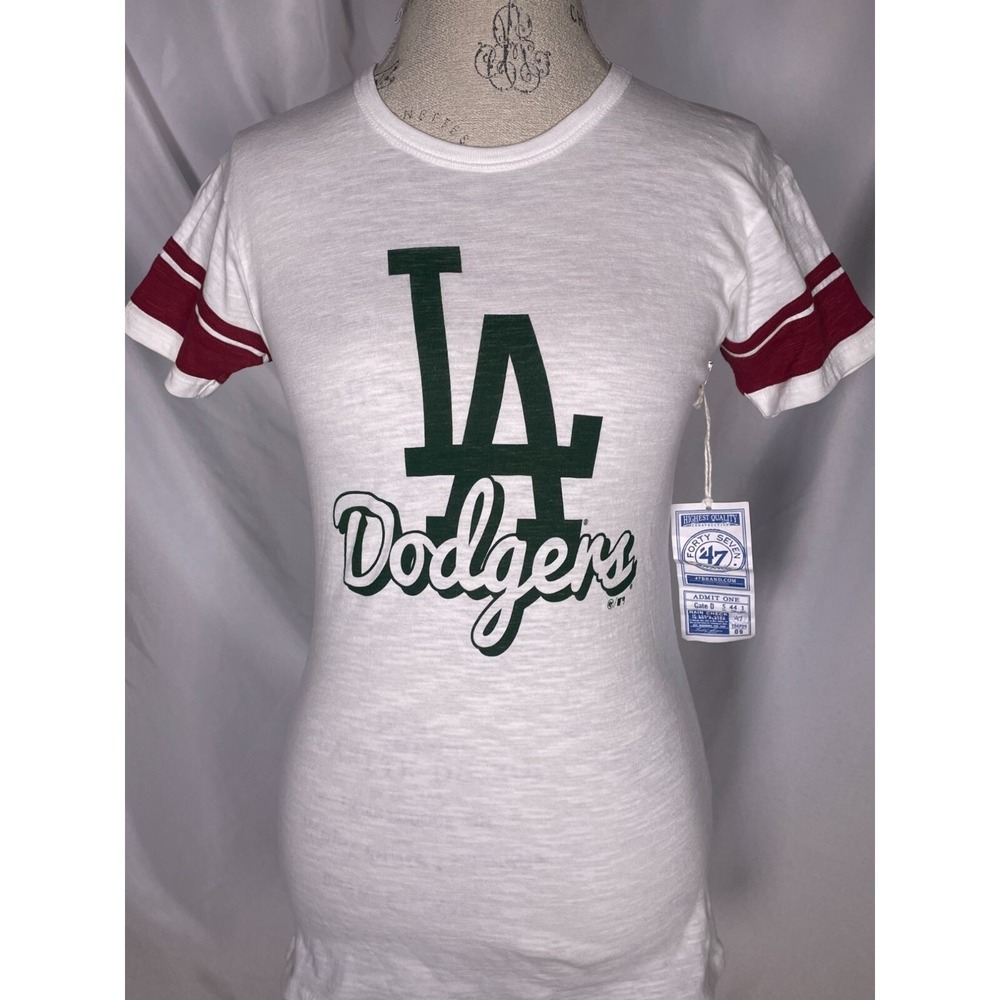 Los Angeles Dodgers '47 Brand Baseball White Logo T-Shirt Women's MEDIUM NWT